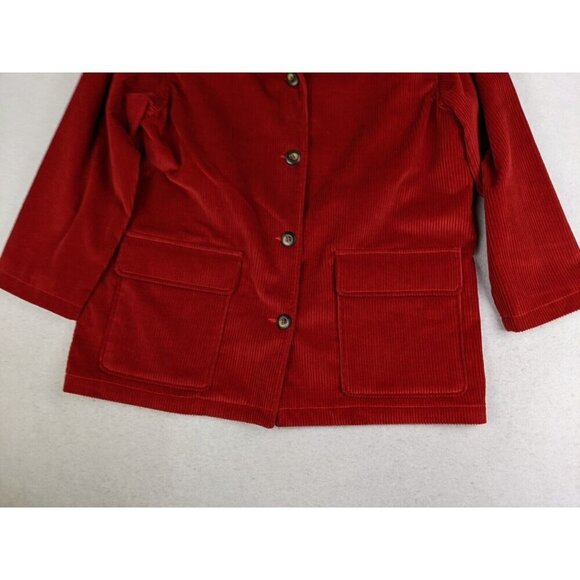 Liz Claiborne Women's Jacket PM Petite Medium Red Corduroy Button - Picture 5 of 11